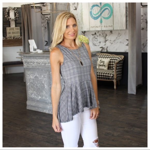Infinity Raine Tops - Peplum Herringbone Tunic